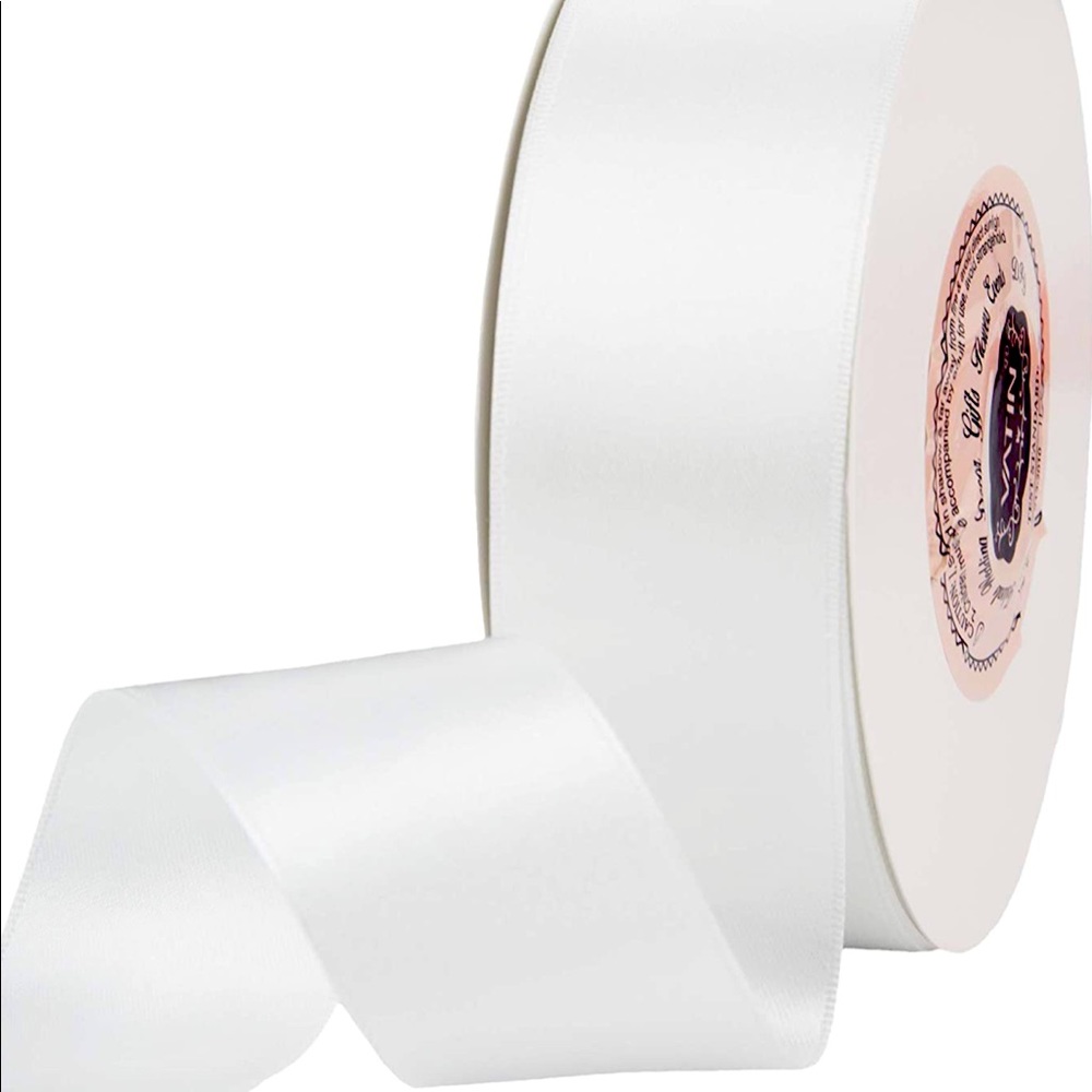 Vatin 1 1/2 inch solid satin Ribbon 50 yards white